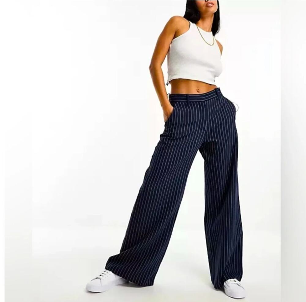 ABERCROMBIE & FITCH Tailored Brushed Suiting Wide Leg Pant Navy Blue Sz XS 3F50